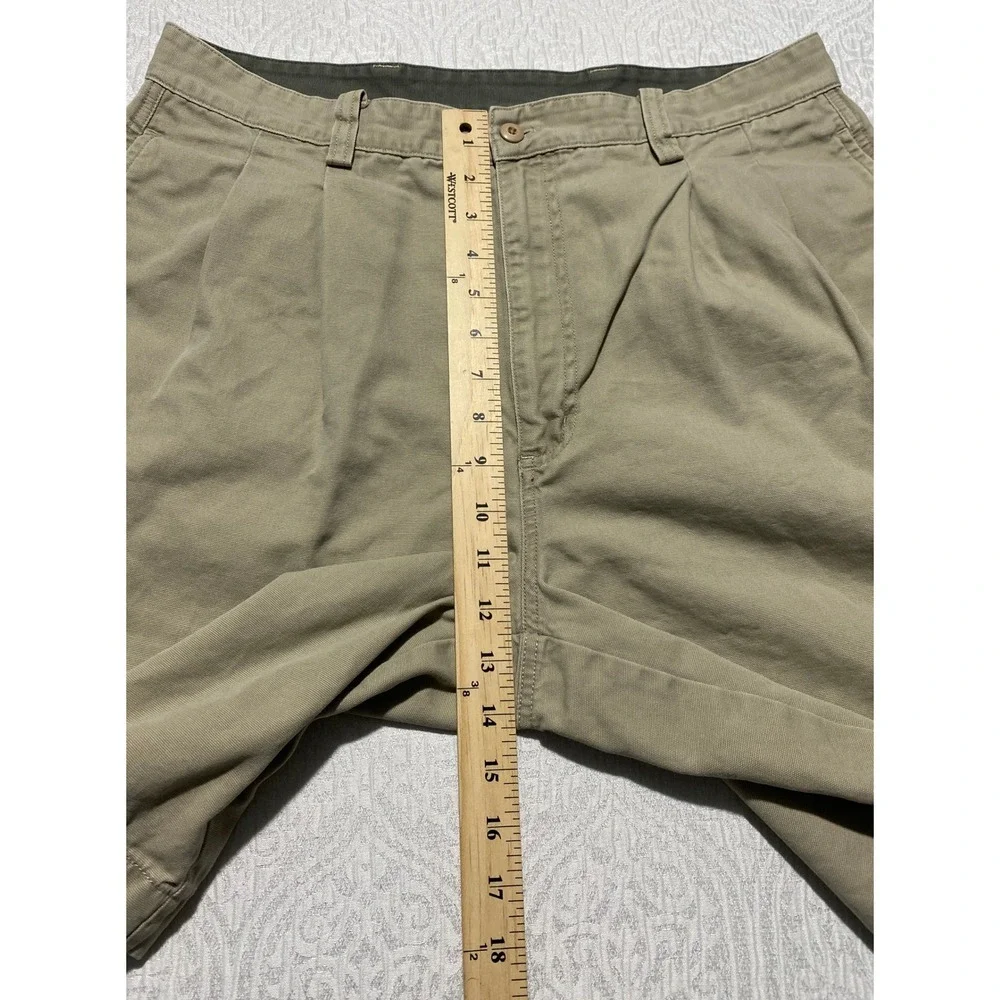 Arizona Jean Co Mens Khaki Pleated Chino Shorts Tan Cotton Utility Size 34